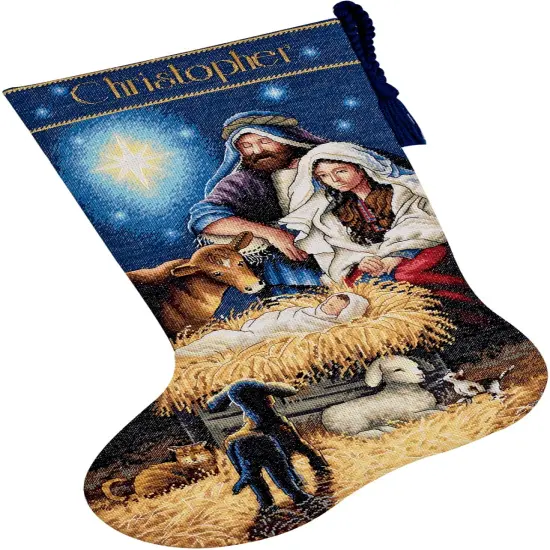 Dimensions Gold Collection Counted Cross Stitch Kit 16" Long-Holy Night Stocking {3}