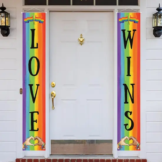 Pride Decoration Outdoor Love Wins Banner LGBTQ Decor Gay Lesbian Bisexual Transgender Pride Day Month Rainbow Party Decoration and Supplies for Home {1}