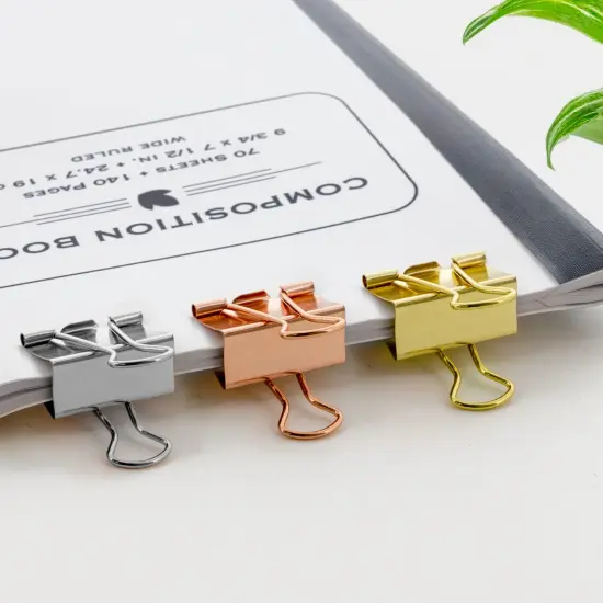 BAZIC Medium 1 1/4" (32mm) Assorted Color Metallic Binder Clip (6/Pack) {6}