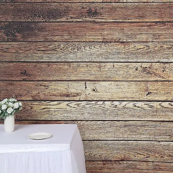 8 ft Brown Vinyl Photography Background Vintage Wood Printed BACKDROP Events {4}