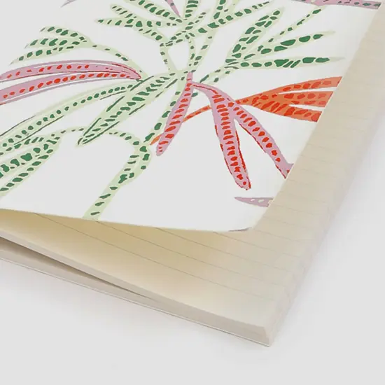 Soft Cover Off white/Green Leaves Handmade Paper Notebook Pack of 5, 10 X 7 inch {5}