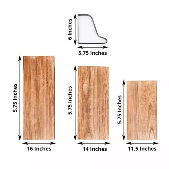 3 Natural Rectangular Wood FLOATING SHELVES Metal Brackets Room Home Decorations {3}