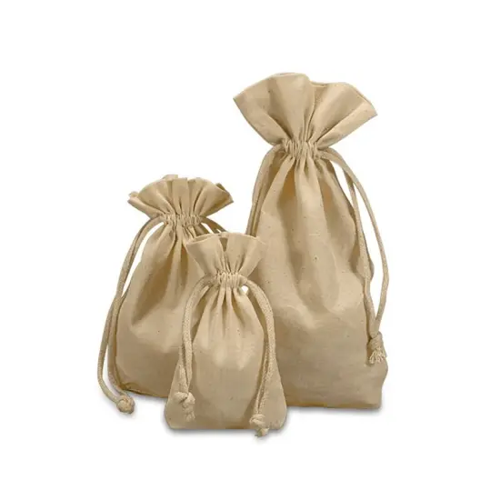 Versatile Flat Bottom Cotton Muslin Bag 4 1/2" x 1 1/2" x 7" {1}