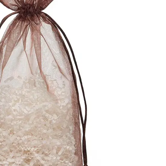 Flat Bottom Organza Bags 5 1/2 '' X 1 1/2 '' X 10 1/2 '' for Beautiful Favors Brown {4}