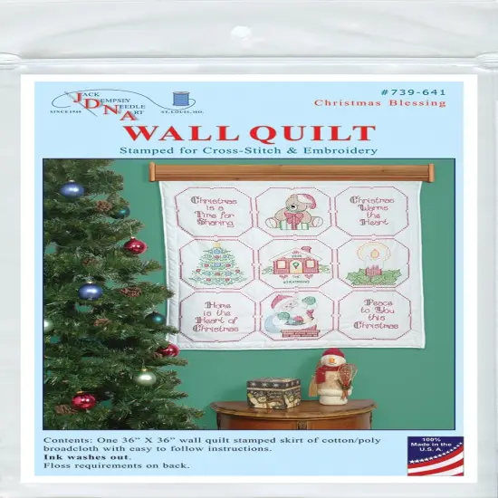 Jack Dempsey Stamped White Wall Or Lap Quilt 36"X36"-Christmas Blessing {1}