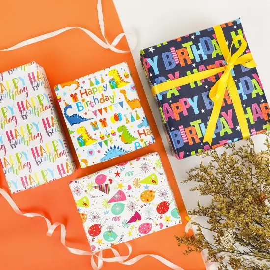 Birthday Wrapping Paper,Birthday Gift Wrapping Paper,Wrapping Paper Roll,Mini Roll-4 Roll-17 inch X 120 {5}