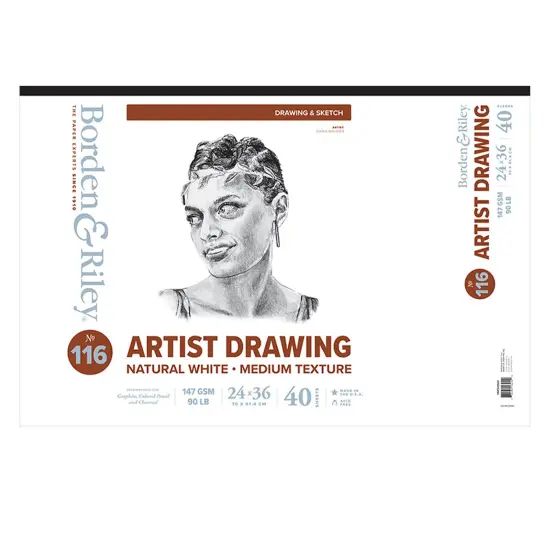 Borden & Riley #116 Artist Drawing/Sketch Pad, 147 GSM/90 lb., 40 White Sheets, 1 Pad Each {1}
