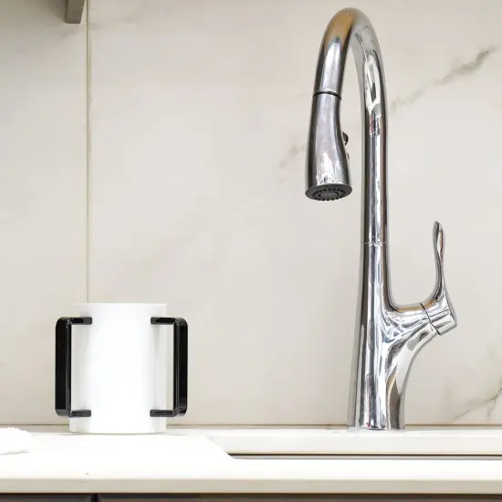 Lucite Wash Cup White With Black Handle {3}