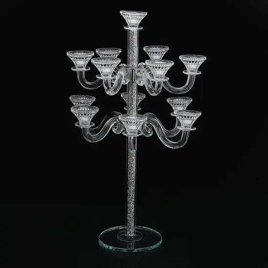 Tall Crystal Candelabra 13 Arms Silver {1}