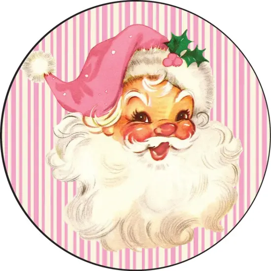 Vintage Pink Santa Christmas Sign {2}