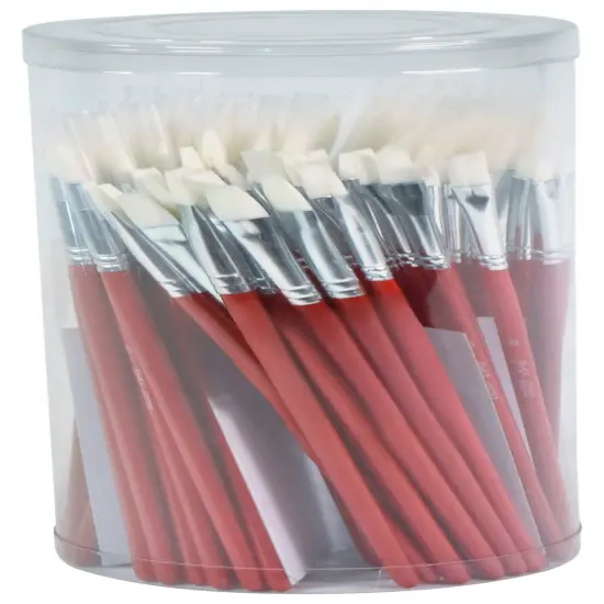 Sax White Synthetic Taklon Paint Brushes with Short Handles, Assorted Sizes, Set of 72 {1}