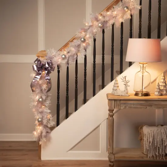 Northlight 9' x 10" Pre-Lit Vermont White Pine Artificial Christmas Garland, Clear Lights {4}