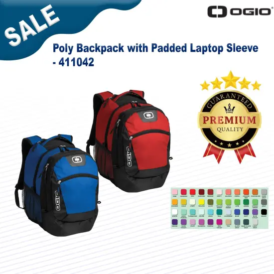 OGIO&reg; Poly Backpack with Padded Laptop Sleeve Grey {2}