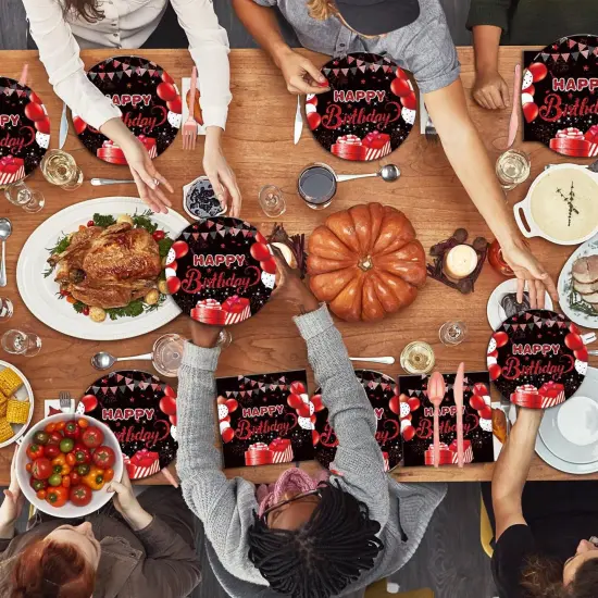 40 Pcs Black Red Birthday Party Supplies - Theme Plates & Napkins Baby Shower Decorations {5}