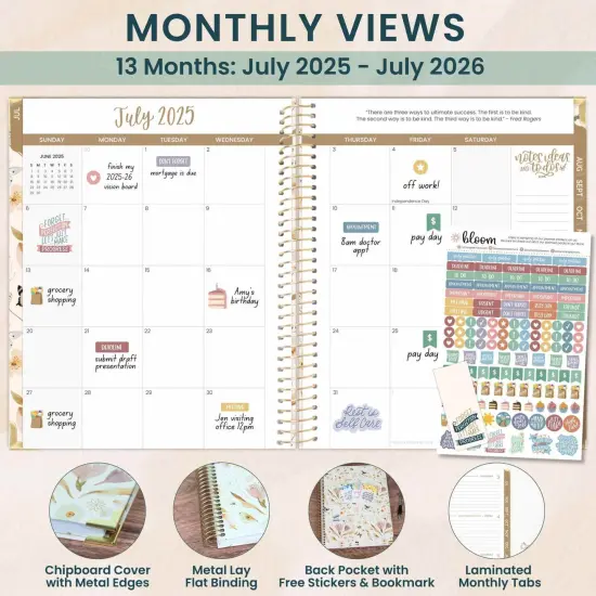 bloom daily planners 2025-26 Academic Planner, Hard Cover, 8.5" x 11",Butterfly Garden {4}