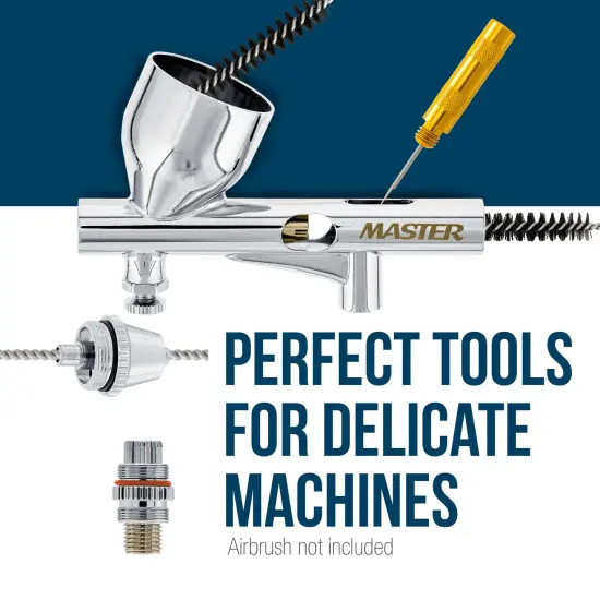 Airbrush Cleaning Kit 13-Piece, Airbrushing Cleaner Set with 1 Glass Pot Jar, 5 Cleaning Needles, 5 Brushes, 1 Wash Needle & How-To Airbrush, Cleaner Set Kit {6}