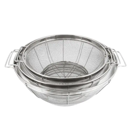U.S. Kitchen Supply Set of 3 Stainless Steel Colander Strainers Net Baskets - 11", 9.5" & 8.5" Sizes - Colander with Handles & Resting Base - Stainless Steel Sieve, Strainers and Colanders for Kitchen {5}