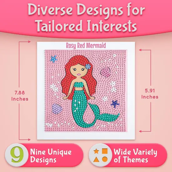Diamond Painting Kits for Kids | 9 Unique Designed Canvases - Unicorn, Fairy, Mermaid | Arts & Crafts with Minimum Mess | Diamond Art Kits for Kids | Gem Painting Kit | Jewel Art | Crystal Art {4}