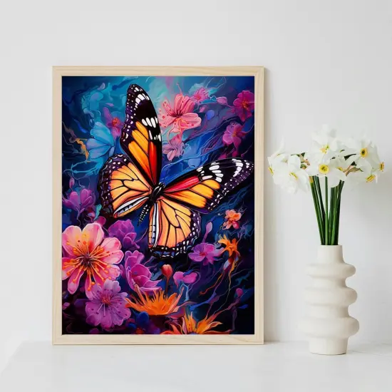 DIY Easy Butterfly Paint by Numbers Kit for Adults, Flowers Paint by Number Kits on Canvas for Beginners,Acrylic Painting Kits for Home Wall Decor 16 X 20 Inch. {3}