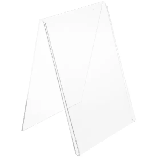 Plymor Clear Acrylic Folded A-Frame Holder for 1 Sign or Photo, 7" H x 5" W x 4" D {1}