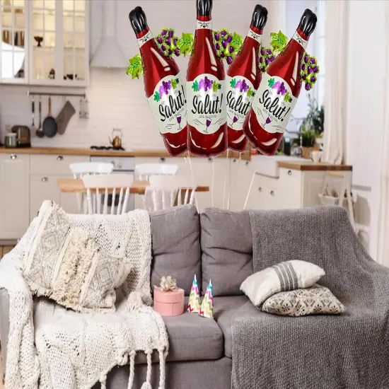 4PCS Wine Bottle Balloons Foil Aluminum Champagne Balloon Birthday Party Decorations {2}