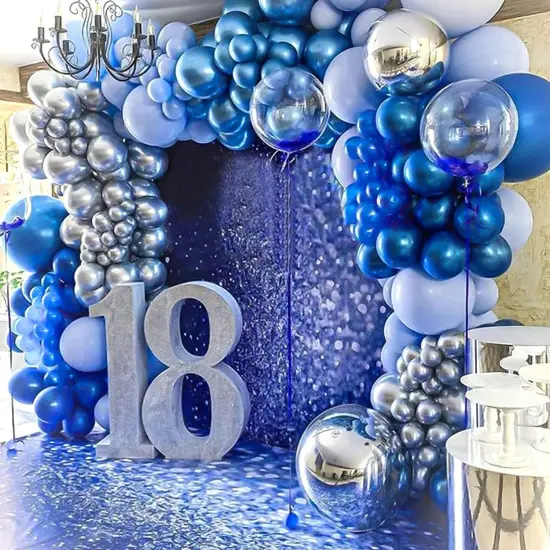 Metallic Blue Balloon Different Sizes 110 Pcs 18 12 10 5 Inch Chrome Balloon Garland Arch Kit Confetti Balloons Blue Latex Party Balloons for Graduation Baby Shower Birthday Wedding Party Decorations {4}