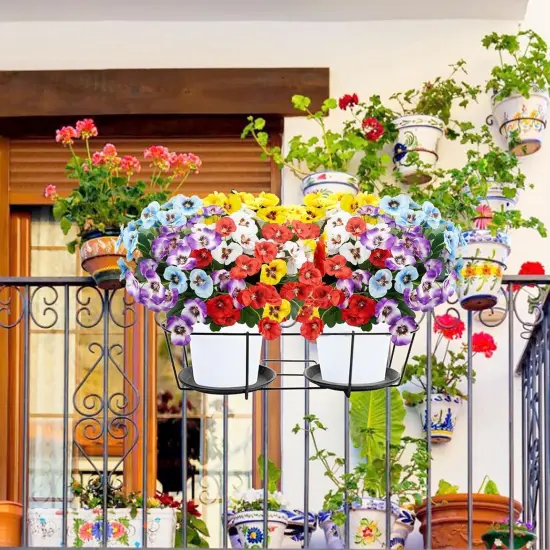 12 Bundles Summer Bouquets Artificial Flowers Pansy, 11.7in Outdoor UV Resistant Fake Small Wild Flower Daisy {5}