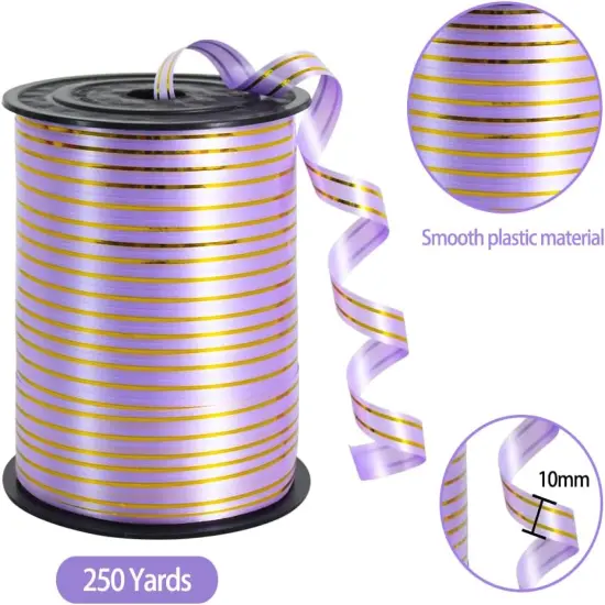 Curling Ribbon-Light Purple Gold Balloon Curling Ribbons-250 Yards Balloon String for DIY Decor Gift Wrapping Ribbons and Bows for Christmas New Year Birthday Gifts Graduation Supplies {2}