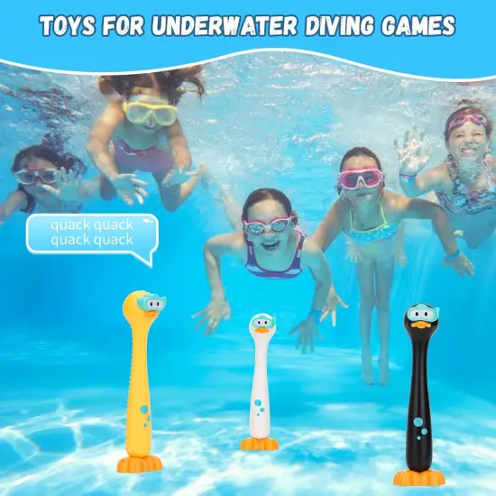 Summer Set of 3 Pool Diving Toys for Kids,Fun Swimming Pool Games for Kids Water Toys, Clown Duck Dive Stick are Perfect for Boys and Girls Pool Time! {3}