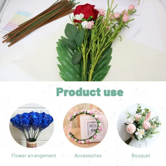 80Pcs Floral Wire, 30cm/11.8in Length 3mm/0.12in Diameter Floral Stems, 18 Gauge Flower Wire Wrapped with Paper, Florist Wire for Artificial Flowers, Wreath, Bouquet (Green) {2}