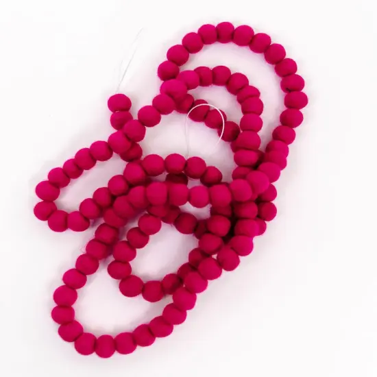 Pink Mini Felt Ball Garland Pom Pom Garland, 6 Feet 115 Wool Balls Bunting for Party Decor, Tree Decor, Easter Banner, Spring Bridal and Baby Showers. (Pink) {1}