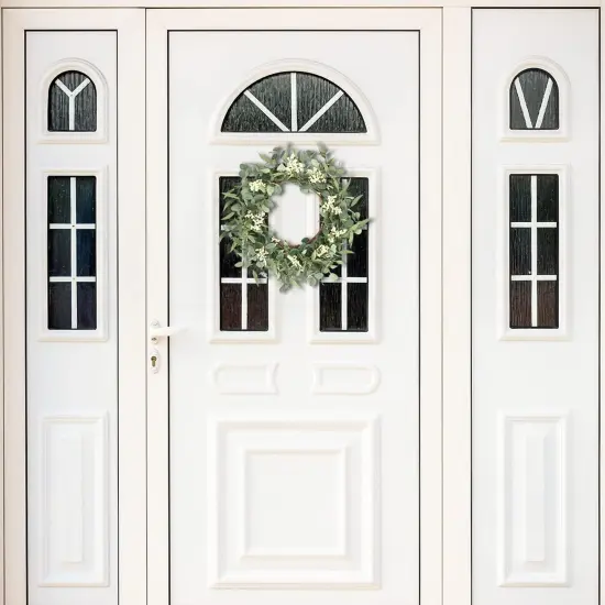 20'' Eucalyptus Wreath for Front Door, Porch, Window - Green Decor for Home, Farmhouse - Summer {4}