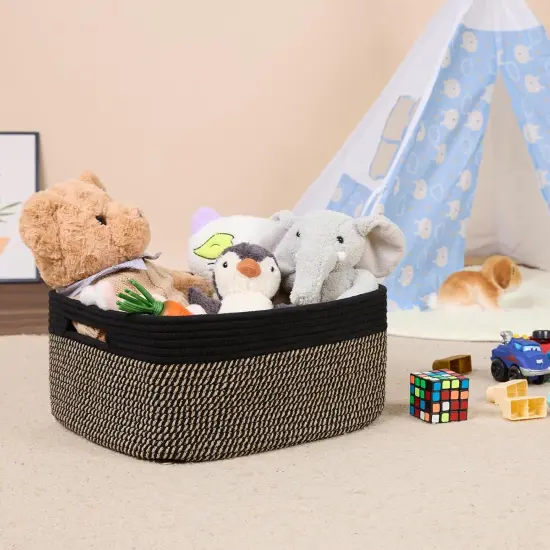 Summer Storage Baskets for Shelves, Closet Organizers Bins for Clothes Blanket Towels, Baby Nursery, Toy Baskets Box, Woven Rope Baskets, 17 x 13 x 7.5&rdquo;, 2 Packs Woven Brown {4}