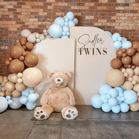 Blue Balloons Garland Arch Kit - DIY 112Pcs Double-Stuffed Balloon Garland Layer Cream Peach Pottery Clay Baby Blue Balloons Set {3}