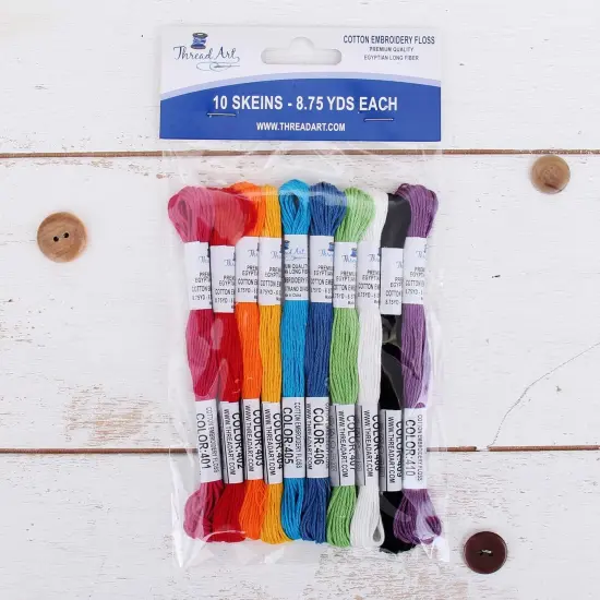 Premium Egyptian Long Fiber Cotton Embroidery Floss Thread Kit in Rainbow Bright Colors - Six Strand Set for Hand Embroidery, Friendship Bracelets, Cross stitch and Crafts {3}