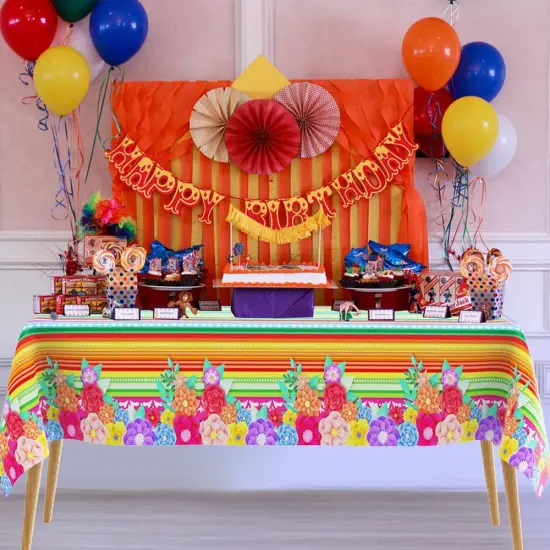 Mexican Fiesta Party Decorations, 2 PCS Plastic Rectangle Mexican Flowers Tablecloth Disposable, Cinco De Mayo Tablecloths Mexican Flowers Decorations Party Supplies Favors Table Cloths Covers Decor {5}