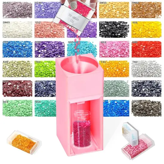 Diamond Painting Organizer Tool - Drill Funnel for Round Containers, Portable Art Funnel for Easy Transfer, Accessories (Pink) {5}