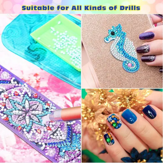 15 Pieces LED Diamond Painting Tools Set 5D Diamond Painting Drill Pens DIY Light Point Pens with Different Pen Heads, Elbow Pen Heads, Plate Trays, Anti-Slip Mats, Tape, Clay Storage Case (Rose Gold) {5}