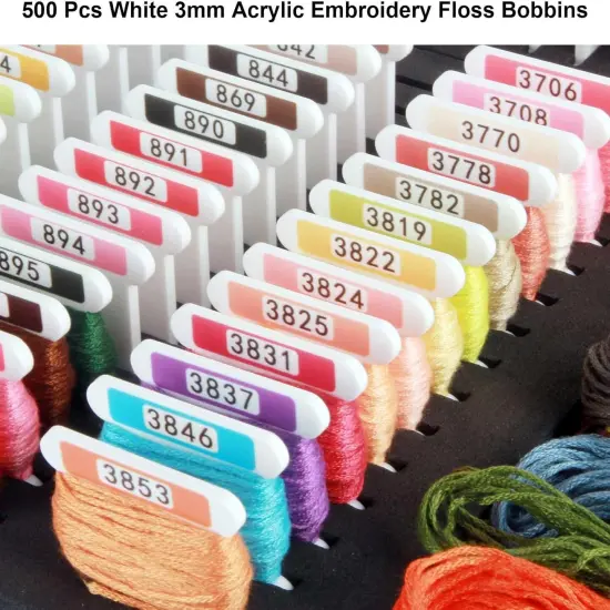 White 3mm Acrylic Embroidery Floss Bobbins(100Pcs/Set) {2}