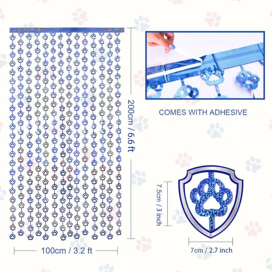 Blue Dog Birthday Party Supplies, 2 Pack Blue Dog Paw Party Decorations, 3.3x6.6ft Paw Tinsel Foil Fringe Curtains, Puppy Photo Booth Prop Backdrop Streamer, Birthday Decor, Party Decor {4}