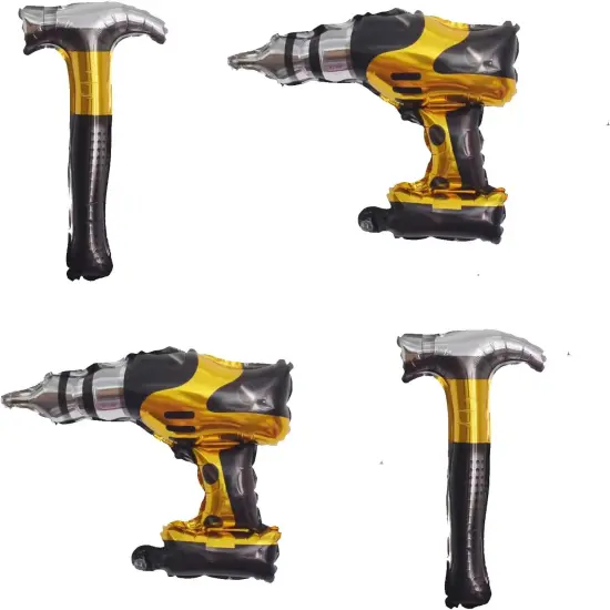 8PCS Hammer Foil Balloons Drill Mylar Balloons Inflatable Toys for Boys Kids Birthday Themed Party Decoration Father's Day Party for Dad, Husband and boy friend Birthday Party {4}