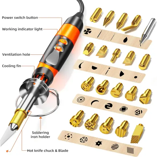 Wood Burning Kit Professional Pyrography Wood Burning Tool, Wood Burner Kit with Accessories for Embossing Carving DIY Adults Crafts Beginners (orange) {3}