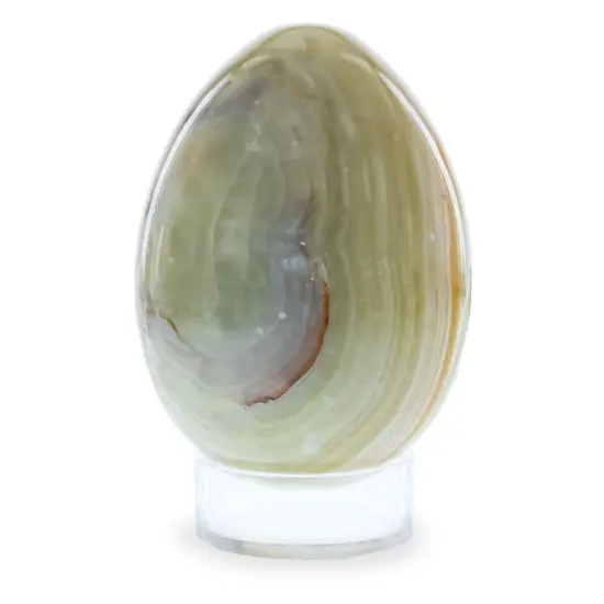 Two Tones Polished Marble Stone Egg with Plastic Stand 3 Inches {1}