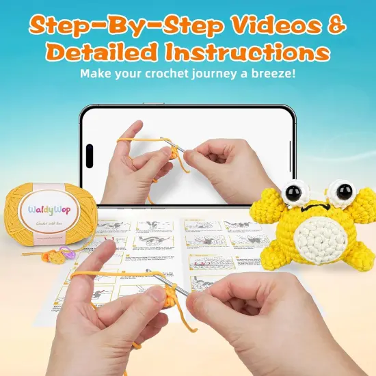Crochet Kit for Beginners Adults: Cute Crab Animal Crochet Kit with Supplies &ndash; Includes Extra Yarn, Hook & Needles, Detailed Video & Instructions &ndash; Holiday Birthday Gift for Women Girls {4}