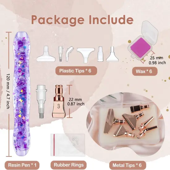 19PCS Diamond Art Pens Luminous 5D Diamond Painting Pen, 40% Thicken Comfort Grip Diamond Painting Accessories Tools with 12Pcs Pen Tips, Purple {4}