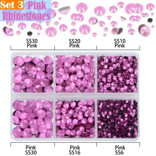 10000pcs Hotfix Rhinestones Flatback Glass Red Pink Fuchsia and Rose Rhinestone with Tweezers and Picking Pen for Crafts Clothes Nail Art {4}