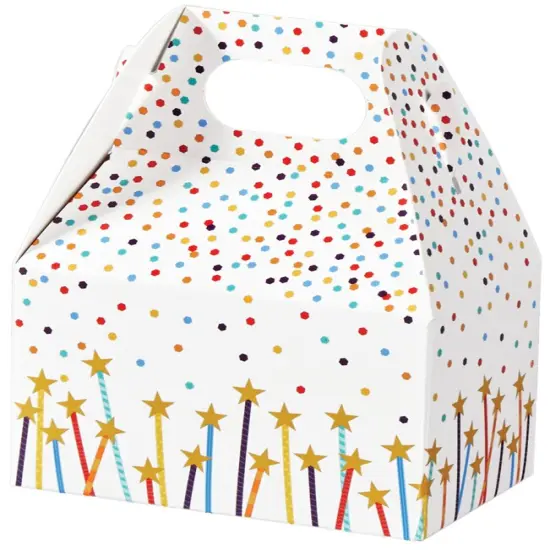 Pack/6: Confetti & Stars Gable Box - 4 x 2-1/2 x 2-1/2" {1}
