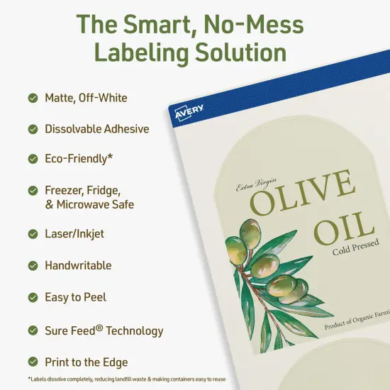 Avery Dissolvable Labels, 4.75" x 3.5" Arched {8}