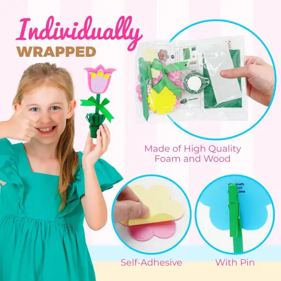 Foam Flower Pot Craft Kit DIY Bulk 12 Pack Summer Crafts for Kids, Mothers Day Card Holder, Recipe or Picture Holder DIY Mothers Day Gifts from Kids School Classroom Home Activities {3}