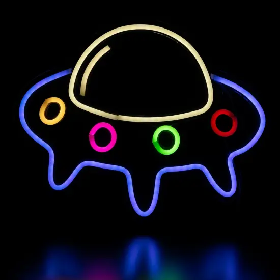 Northlight LED Spaceship Neon Lighted Wall Art - 16" White {1}